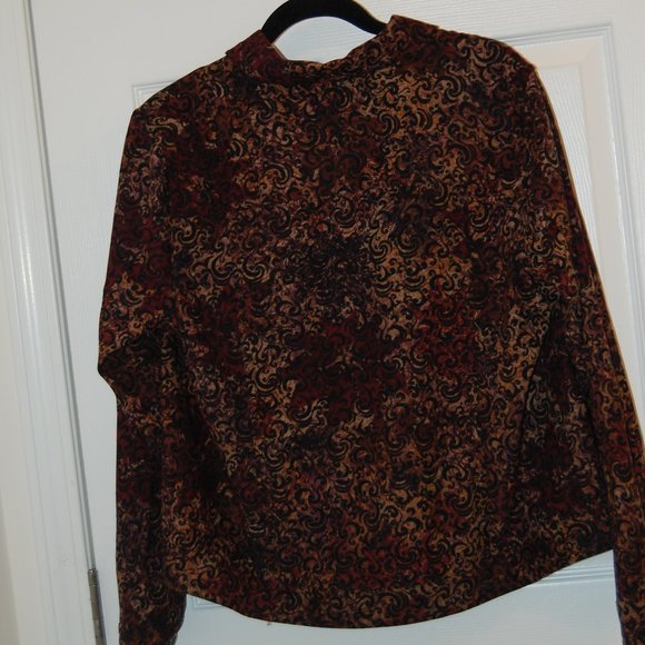 Christopher & Banks Women's Brown/Black/Burgundy Pattern 6 Button Jacket Size L - Picture 4 of 9